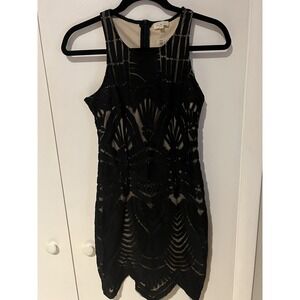 NWT Tea & Cup Womens Black Lace Layered Dress Size Small S Tank Sleeveless